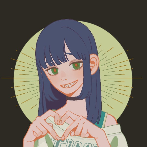 i needed to put something here so here is my bandcamp. peep my music library a girl making a heart with her fingers and also she has blue hair and probably pronouns as well